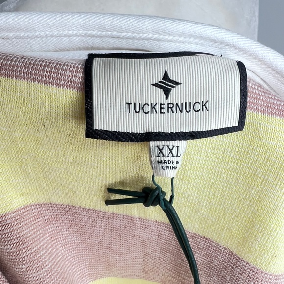 NWT Tuckernuck Wesley Rugby Collared ShirtTan Lemon Striped XXL - Picture 3 of 8